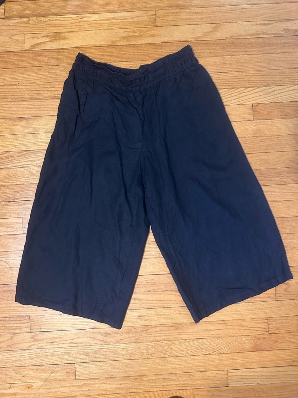 Anthropologie Wide-Leg linen Cropped Pants in Black